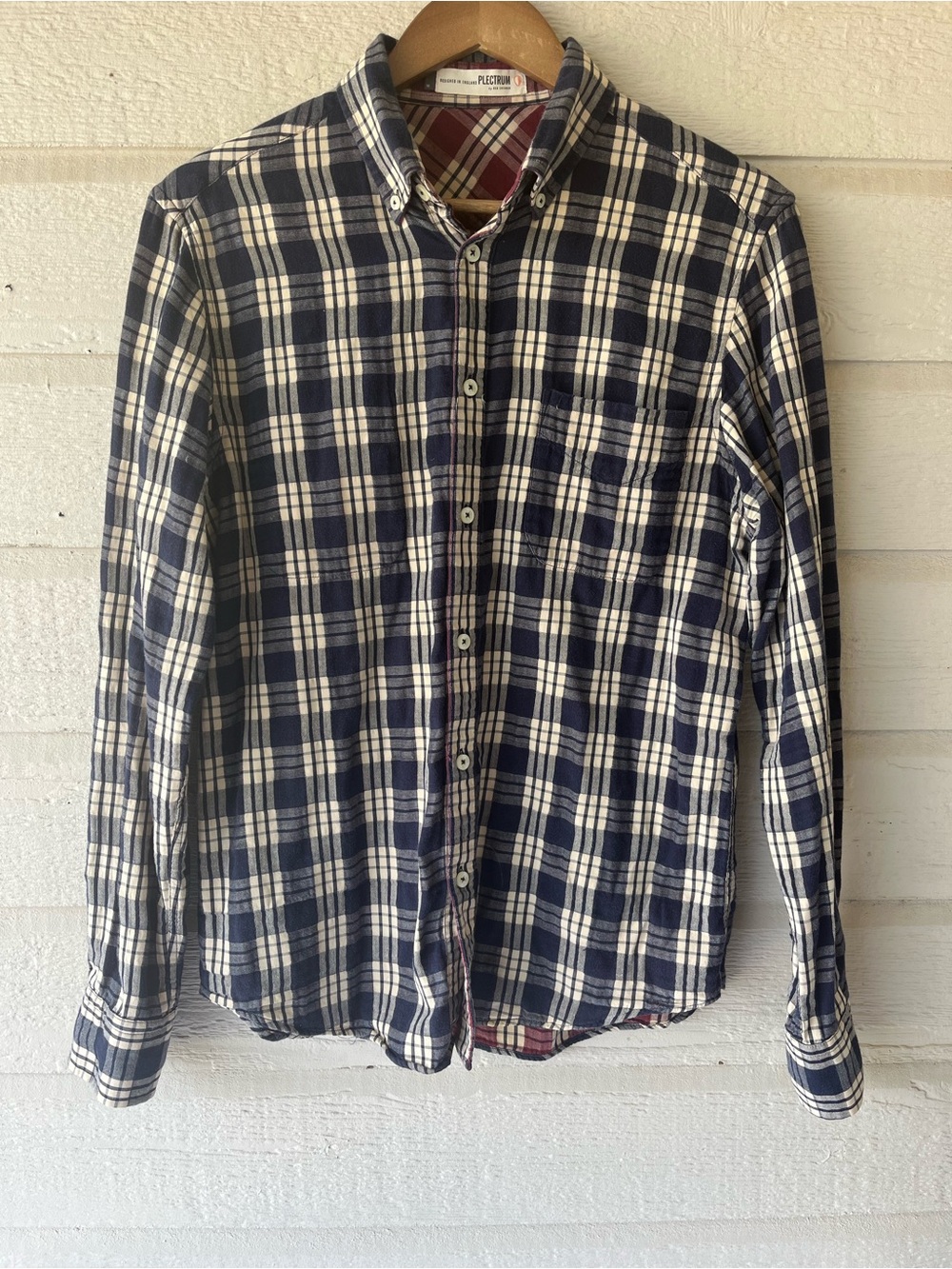Ben Sherman Navy/cream and red/cream Plaid Long-Sleeve Button-Down Shirt